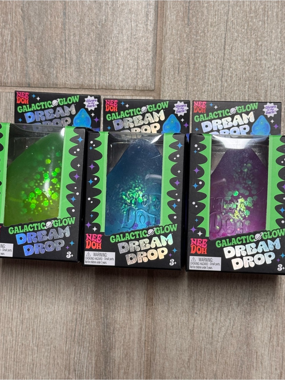3 NeeDoh Galactic Dream Drops 💚🩵💜